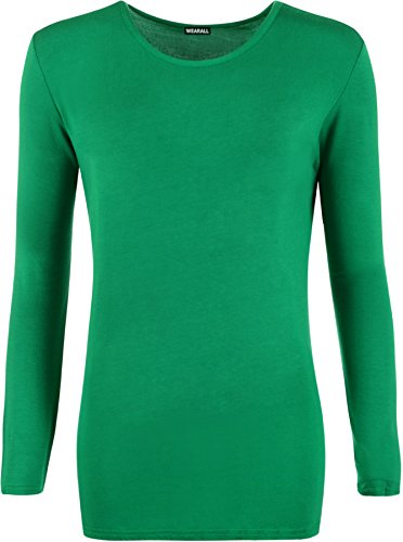 WearAll - Damen Übergröße Langarm t-Shirt Top - Jade - 42 von WearAll