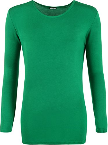WearAll - Damen Übergröße Langarm t-Shirt Top - Jade - 50-52 von WearAll