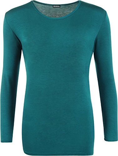 WearAll - Damen Übergröße Langarm t-Shirt Top - Teal - 50-52 von WearAll