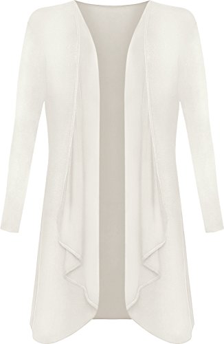 WearAll - Damen Übergröße Lange Wasserfall Cardigan Top - Creme - 44-46 von WearAll