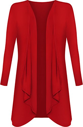 WearAll - Damen Übergröße Lange Wasserfall Cardigan Top - Rot - 44-46 von WearAll