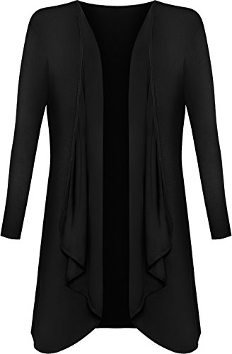 WearAll - Damen Übergröße Lange Wasserfall Cardigan Top - Schwarz - 44-46 von WearAll