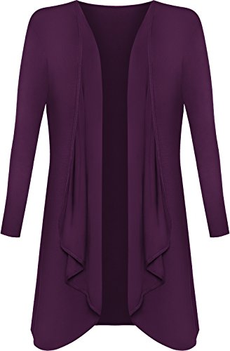 WearAll - Damen Übergröße Lange Wasserfall Cardigan Top - Violett - 44-46 von WearAll