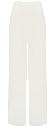 WearAll - Damen Übergröße Palazzo weitem Bein Schlaghosen Gummizug - Creme - 48 bis 50 von WearAll