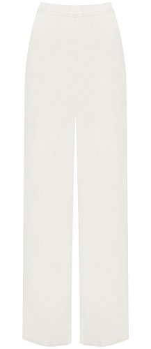WearAll - Damen Übergröße Palazzo weitem Bein Schlaghosen Gummizug - Creme - 52 bis 54 von WearAll