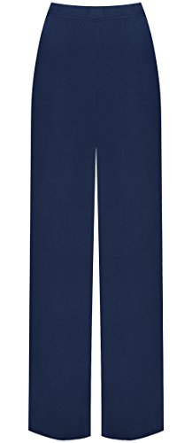 WearAll - Damen Übergröße Palazzo weitem Bein Schlaghosen Gummizug - Marineblau - 44 bis 46 von WearAll