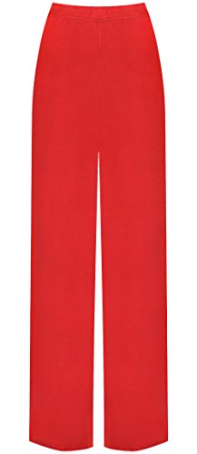 WearAll - Damen Übergröße Palazzo weitem Bein Schlaghosen Gummizug - Rot - 48 bis 50 von WearAll