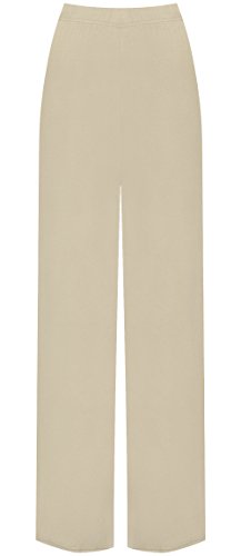 WearAll - Damen Übergröße Palazzo weitem Bein Schlaghosen Gummizug - Stein - 48 bis 50 von WearAll