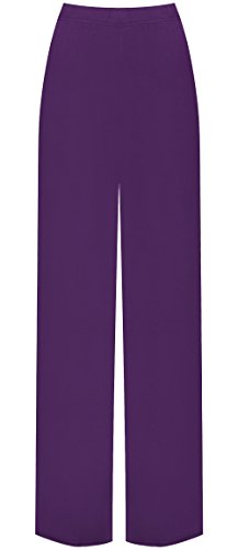 WearAll - Damen Übergröße Palazzo weitem Bein Schlaghosen Gummizug - Violett - 44 bis 46 von WearAll