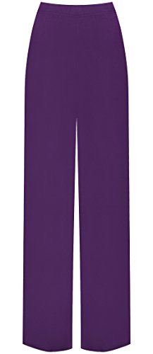 WearAll - Damen Übergröße Palazzo weitem Bein Schlaghosen Gummizug - Violett - 48 bis 50 von WearAll