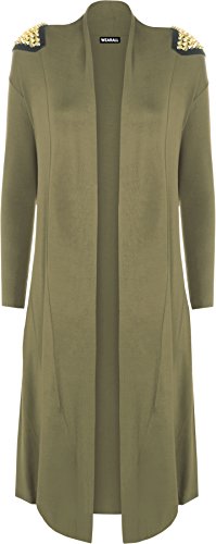 WearAll - Damen Übergröße Spike Wasserfall offene Cardigan Langarm Top - Grün - 52-54 von WearAll