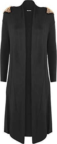 WearAll - Damen Übergröße Spike Wasserfall offene Cardigan Langarm Top - Schwarz - 52-54 von WearAll