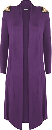 WearAll - Damen Übergröße Spike Wasserfall offene Cardigan Langarm Top - Violett - 48-50 von WearAll
