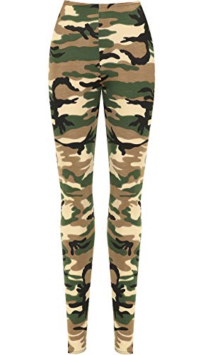 WearAll - Damen Übergröße Tarnung Armee drucken Elastische Ganzkörperansicht, Lange Gamaschen - Camouflage - 52-54 von WearAll