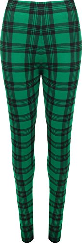 WearAll - Damen Übergröße Tartan Kariert Druck Leggings - Grün - 44-46 von WearAll