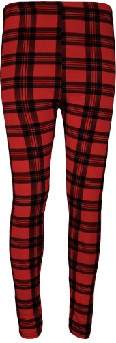 WearAll - Damen Übergröße Tartan Kariert Druck Leggings - Rot - 52-54 von WearAll