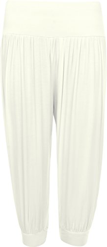 WearAll - Damen Übergröße freigestellte Haremshose 3/4 einfachen Weite Hose - Crème - 52 bis 54 von WearAll