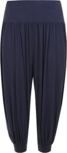 WearAll - Damen Übergröße freigestellte Haremshose 3/4 einfachen Weite Hose - Marineblau - 40 bis 42 von WearAll