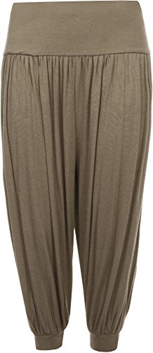 WearAll - Damen Übergröße freigestellte Haremshose 3/4 einfachen Weite Hose - Mokka - 52 bis 54 von WearAll