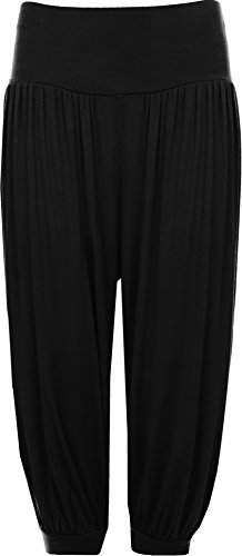 WearAll - Damen Übergröße freigestellte Haremshose 3/4 einfachen Weite Hose - Schwarz - 44 bis 46 von WearAll