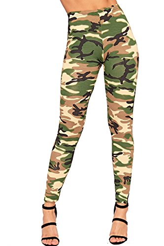 WearAll - Damen Camouflage Leggings in voller länge Langen Armee Druck Knöchel - Grün - 36 bis 38 von WearAll