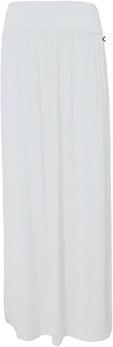 WearAll Ladies Full Length Long Skirts for Women Plus Size High Waist Fold Over Womens Pleated High Waisted Elasticated Plain Gypsy Casual Stretchy Maxi Skirt White 52-54 von WearAll