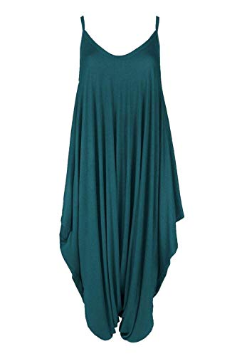 WearAll Damen Lagenlook Strappy Harem Jumpsuit Kleid Cami Playsuit Weste Top 34-44 Gr. 40-42, blaugrün von WearAll