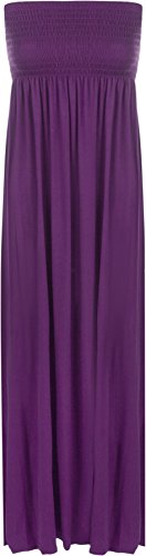 WearAll Maxikleid für Damen, Bedruckt, Bandeau, trägerlos, gerafft, Übergröße, Gr. 44-50, violett, 46-48 von WearAll