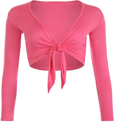 WearAll - Neu Damen Achselzucken Binden Langarm Top - Cerise - 36-38 von WearAll