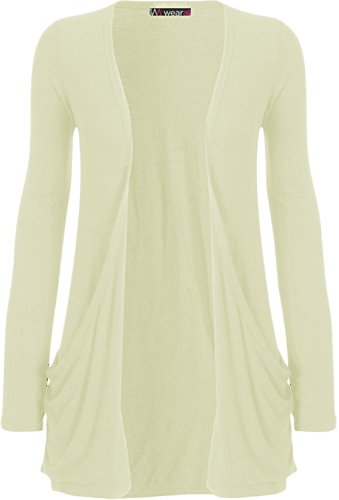 WearAll Neu Damen Langarm Freund Boyfriend Style Strickjacke Cardigan Top - Creme - 36-38 von WearAll