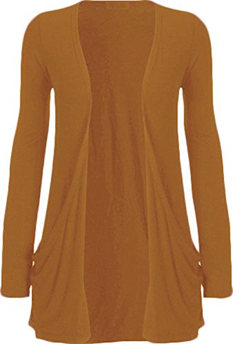 WearAll Neu Damen Langarm Freund Boyfriend Style Strickjacke Cardigan Top - Senf - 40-42 von WearAll