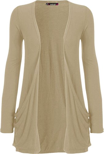 WearAll Neu Damen Langarm Freund Boyfriend Style Strickjacke Cardigan Top - Stein - 40-42 von WearAll