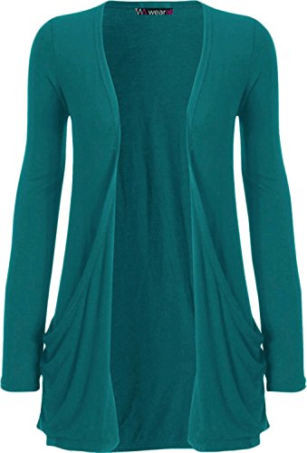 WearAll Neu Damen Langarm Freund Boyfriend Style Strickjacke Cardigan Top - Teal - 48-50 von WearAll