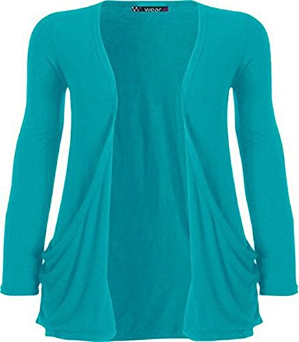 WearAll Neu Damen Langarm Freund Boyfriend Style Strickjacke Cardigan Top - Türkis - 44-46 von WearAll