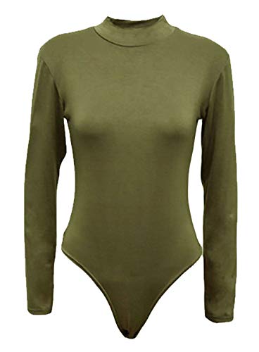 WearAll - Neu Damen Rollkragen Bodysuit Langarm Elastisch Gymnastikanzug Top - Khaki - 40-42 von WearAll