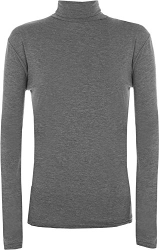 WearAll - Neu Damen Rollkragen Elastisch Langarm Top Jumper - Grau - 36-38 von WearAll