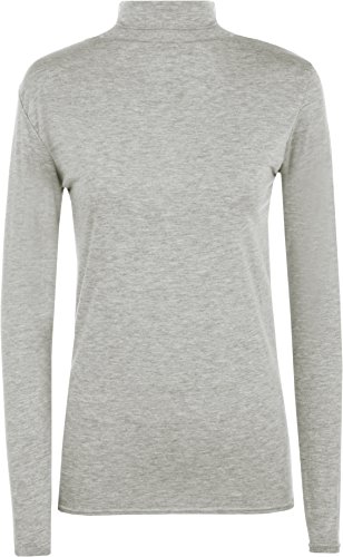 WearAll - Neu Damen Rollkragen Elastisch Langarm Top Jumper - Hellgrau - 36-38 von WearAll