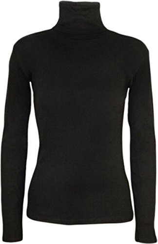 WearAll - Neu Damen Rollkragen Elastisch Langarm Top Jumper - Schwarz - 40-42 von WearAll