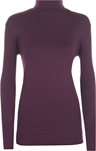 WearAll - Neu Damen Rollkragen Elastisch Langarm Top Jumper - Violett - 40-42 von WearAll