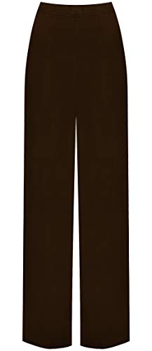 WearAll Palazzo Damenhose mit weitem Bein, ausgestellt, elastisch, Stretch, Übergröße, einfarbig, Größe 36-54, dunkelbraun, 24-26 von WearAll