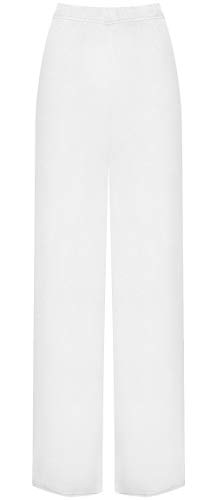 WearAll Palazzo Damenhose mit weitem Bein, ausgestellt, elastisch, Stretch, Übergröße, einfarbig, Größe 36-54, weiß, 24-26 von WearAll