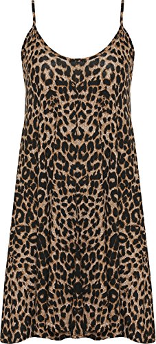 WearAll - Übergröße Bedruckt Ärmellos Riemchen Mini Kleid Vest Top - Leopard - 44-46 von WearAll