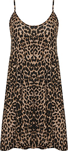 WearAll - Übergröße Bedruckt Ärmellos Riemchen Mini Kleid Vest Top - Leopard - 48-50 von WearAll