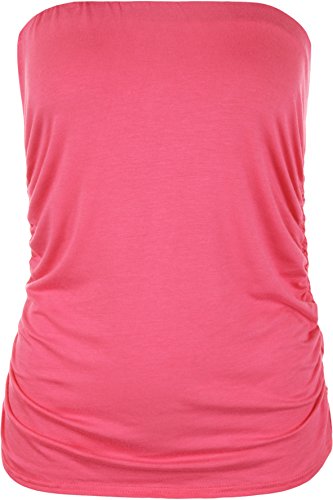 WearAll - Übergröße Damen Ärmellos Trägerlos Gerüscht Bandeau Top - Cerise - 44-46 von WearAll