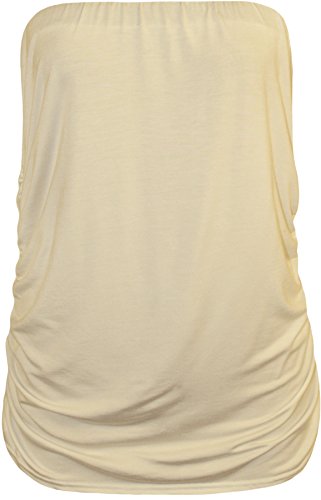 WearAll - Übergröße Damen Ärmellos Trägerlos Gerüscht Bandeau Top - Creme - 52-54 von WearAll