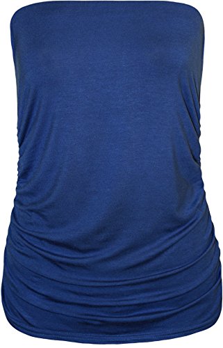 WearAll - Übergröße Damen Ärmellos Trägerlos Gerüscht Bandeau Top - Königsblau - 48-50 von WearAll