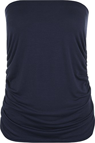 WearAll - Übergröße Damen Ärmellos Trägerlos Gerüscht Bandeau Top - Marineblau - 48-50 von WearAll