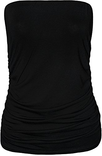 WearAll - Übergröße Damen Ärmellos Trägerlos Gerüscht Bandeau Top - Schwarz - 42-44 von WearAll