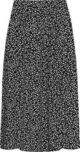 WearAll - Übergröße Damen Bedruckt Rock Mit Gummizug In Der Taille - Schwarz Weiße Blume - 52-54 WearAll - Übergröße Damen Bedruckt Rock Mit Gummizug In Der Taille - Schwarz Weiße Blume - 52-54 von WearAll