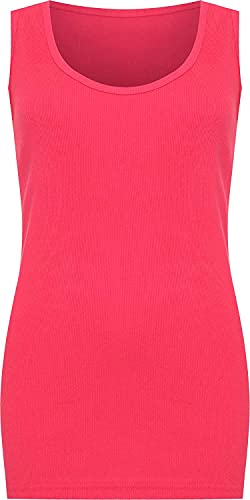 WearAll - Übergröße Damen Einfarbig Gerippt Ärmellos Vest Top - Cerise - 54-56 von WearAll